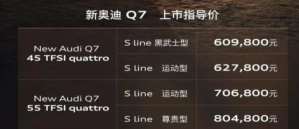 新款奥迪Q7正式发布：增5座版，入门价降幅达2.3万，起售价60.98万元