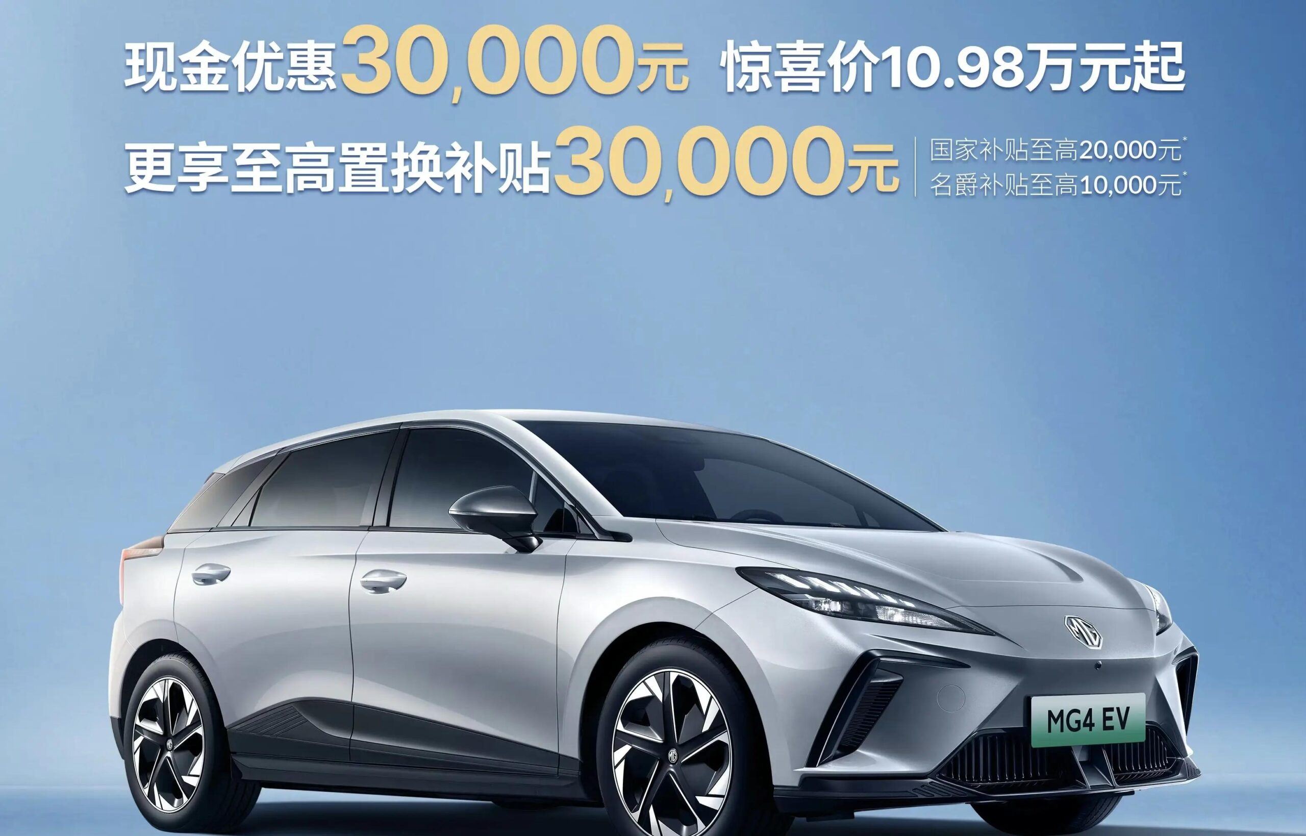 上汽名爵8月综合优惠最高6万元，包含MG4 EV和MG5等新车，现购车更划算！
