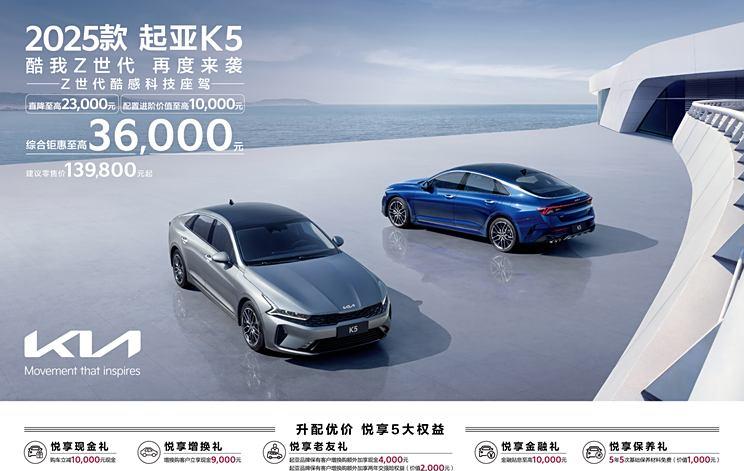 起亚K5 2025款正式上市，售价仅13.98万起