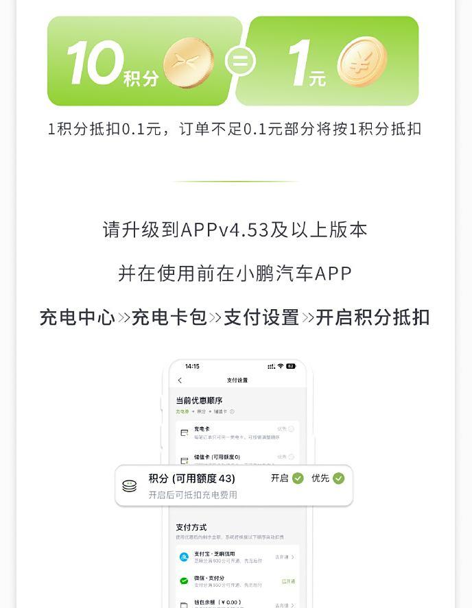 小鹏汽车推出充电站积分折扣新功能