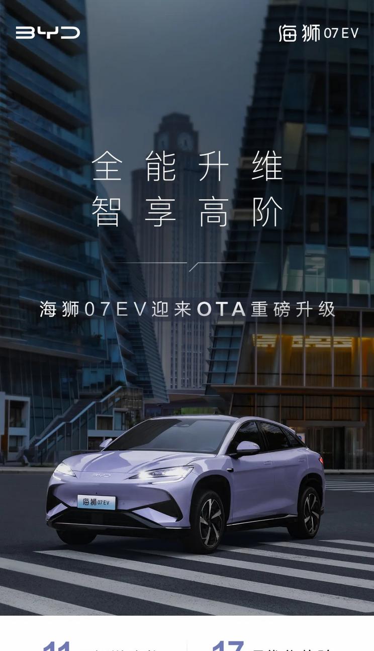 海狮07 EV宣布OTA升级，新增增高快领航等11项功能