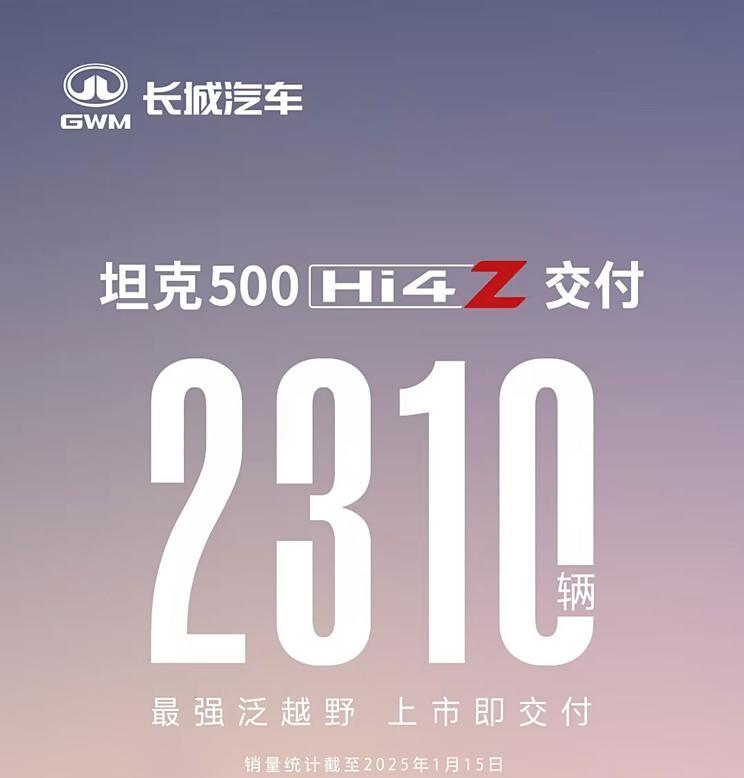 坦克500 Hi4-Z上市15天交付2310台，售价36.38万元！