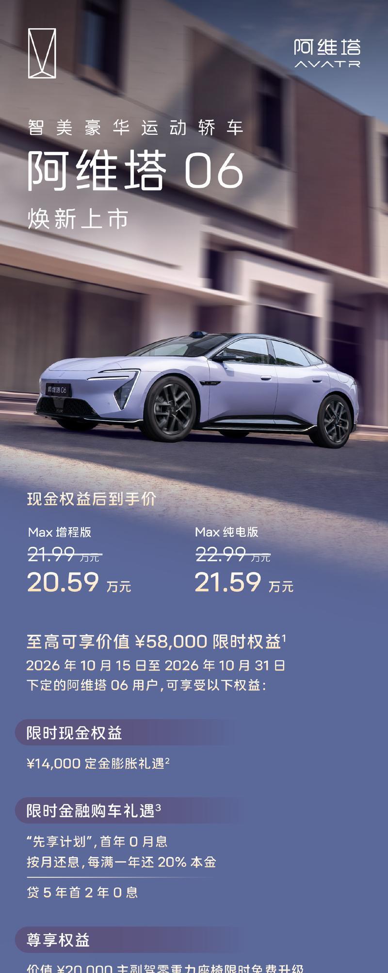 阿维塔06焕新登场 限时权益价20.59万元起